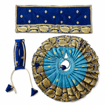 Jogan Meera Banarasi Blue-DarkBlue Double Design Poshak for Radha ju