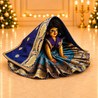 Jogan Meera Banarasi Blue-DarkBlue Double Design Poshak for Radha ju