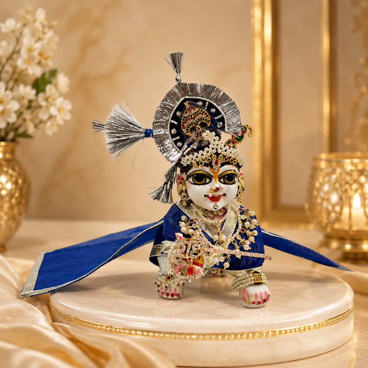 Jogan Meera Heavy Blue Semi-Precious Shringar Set for Laddu Gopal Ji