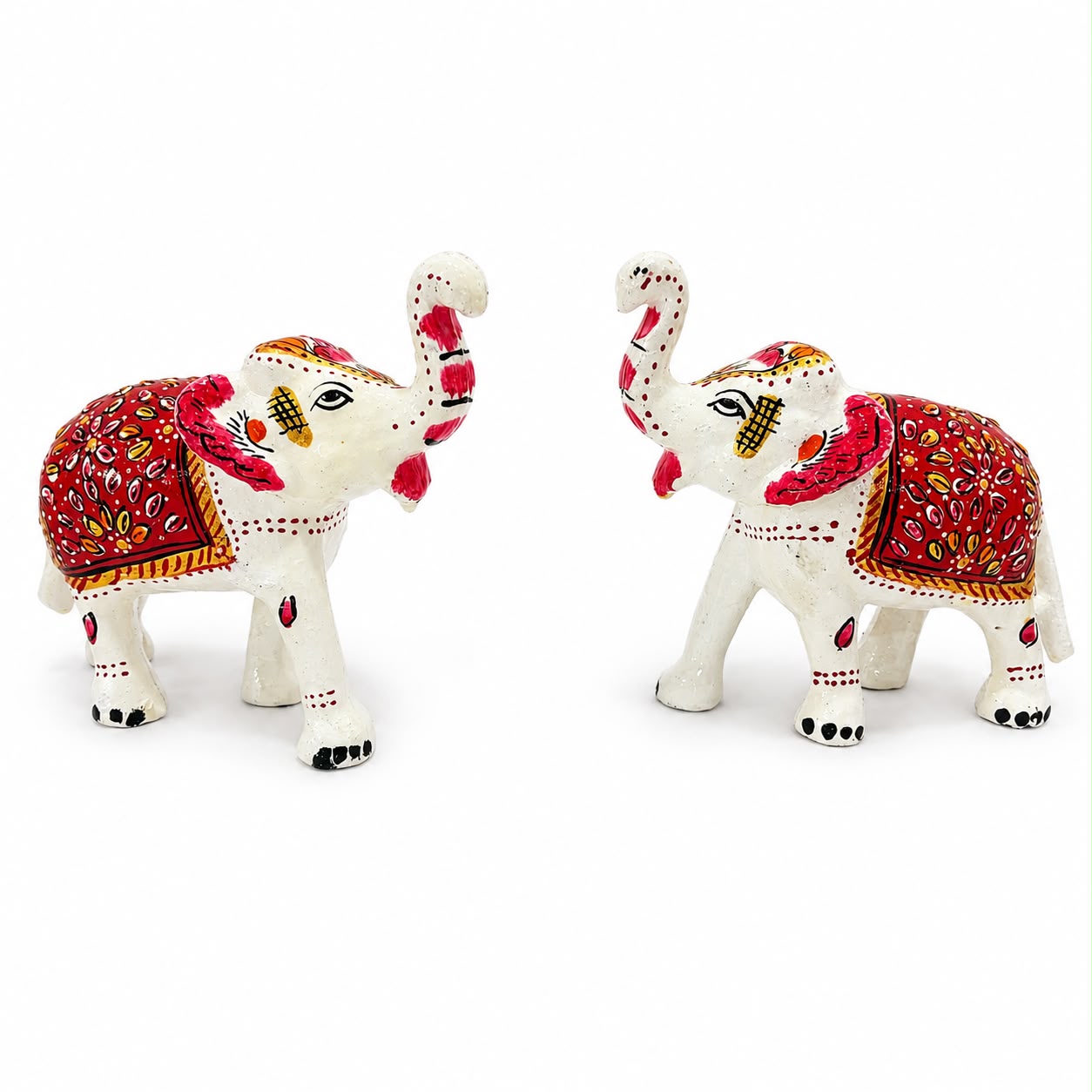 Jogan Meera White Hathi Pair for Mandir Decoration
