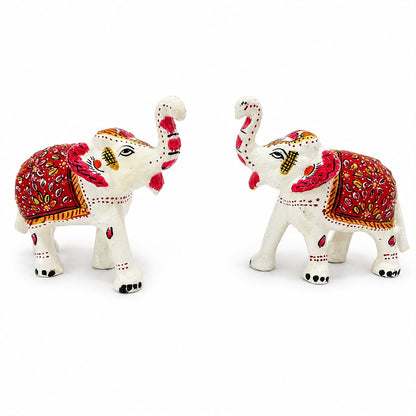 Jogan Meera White Hathi Pair for Mandir Decoration