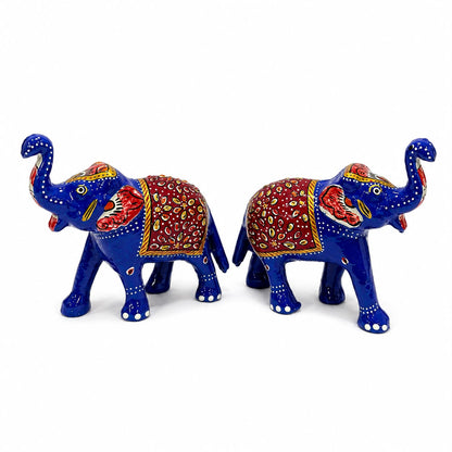 Jogan Meera Blue Hathi Pair for Mandir Decoration