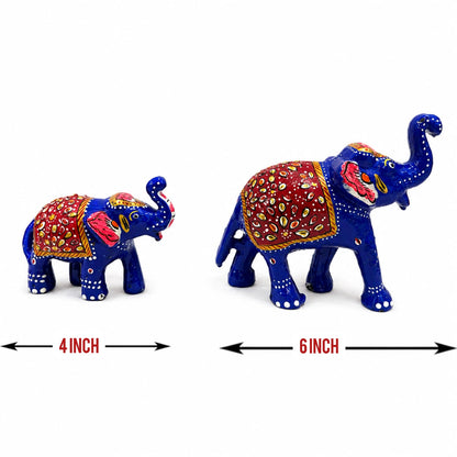 Jogan Meera Blue Hathi Pair for Mandir Decoration