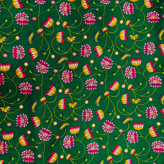 Jogan Meera Hariyali Amavasya Green Kamal Cotton Pichvai – 1 x 1 Meter
