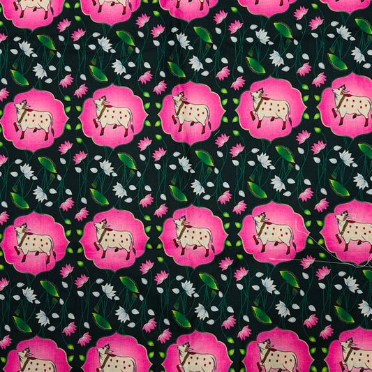 Jogan Meera Hariyali Amavasya Green Cow Cotton Pichvai – 1 x 1 Meter