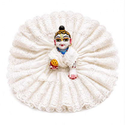 Jogan Meera White Embroidery Colour Poshak for Laddu Gopal Ji
