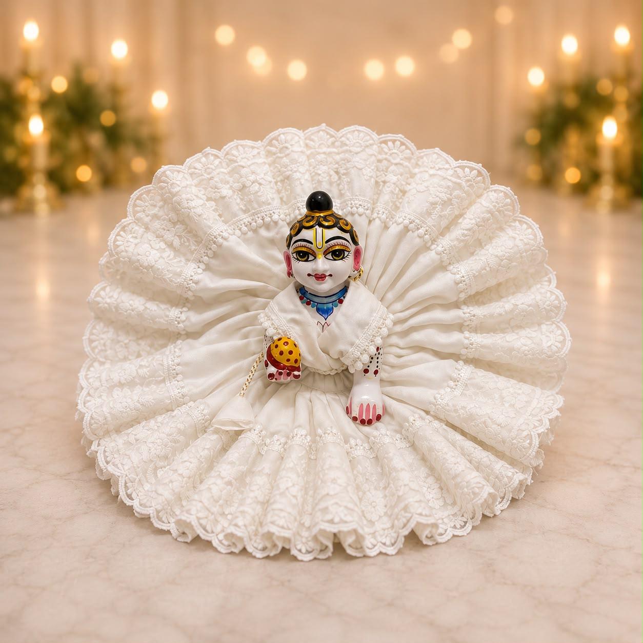 Jogan Meera White Embroidery Colour Poshak for Laddu Gopal Ji