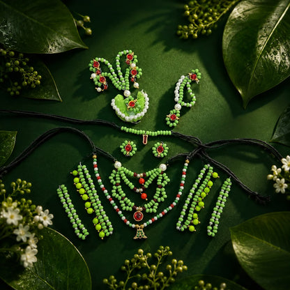 Jogan Meera Hariyali Amavasya Green Shringar Set for Laddu Gopal Ji