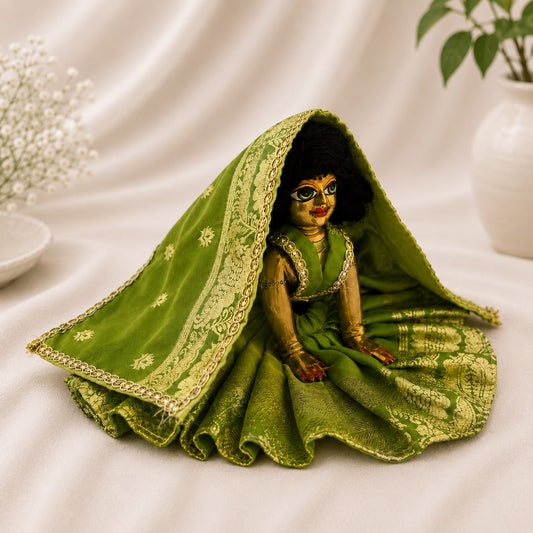 Jogan Meera Banarasi Light Green Poshak for Radha Ju