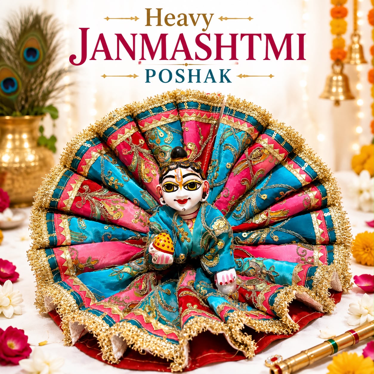 Jogan Meera Heavy Blue Colour Kali Poshak for Laddu Gopal Ji