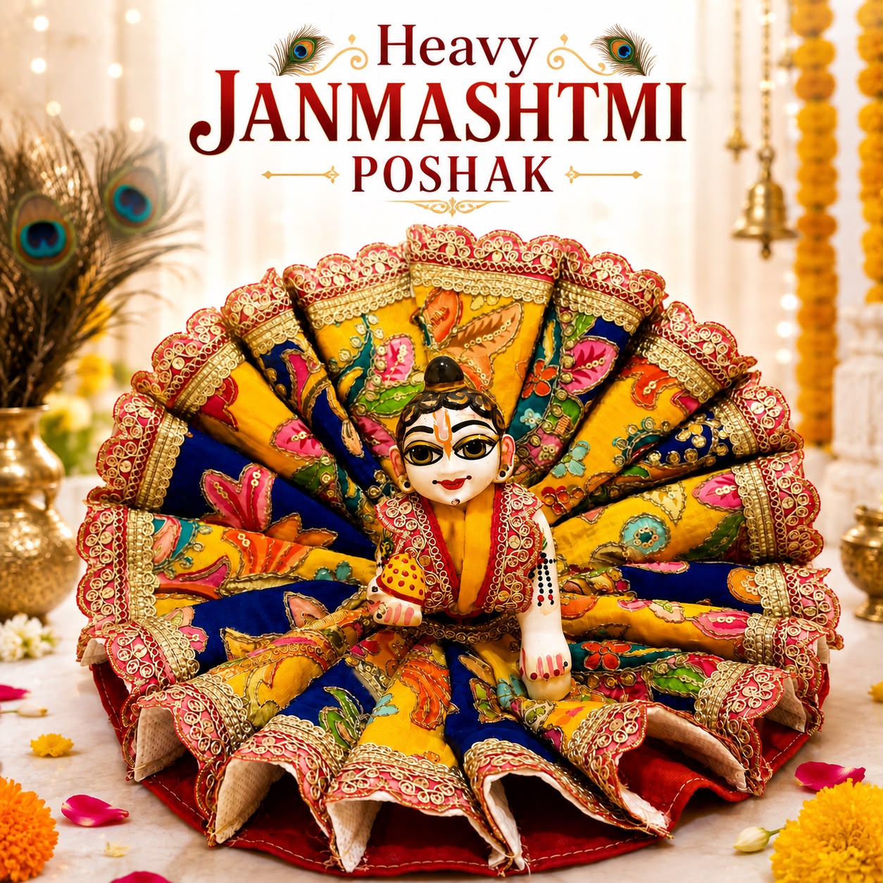 Jogan Meera Heavy Yellow Colour Kali Poshak for Laddu Gopal Ji