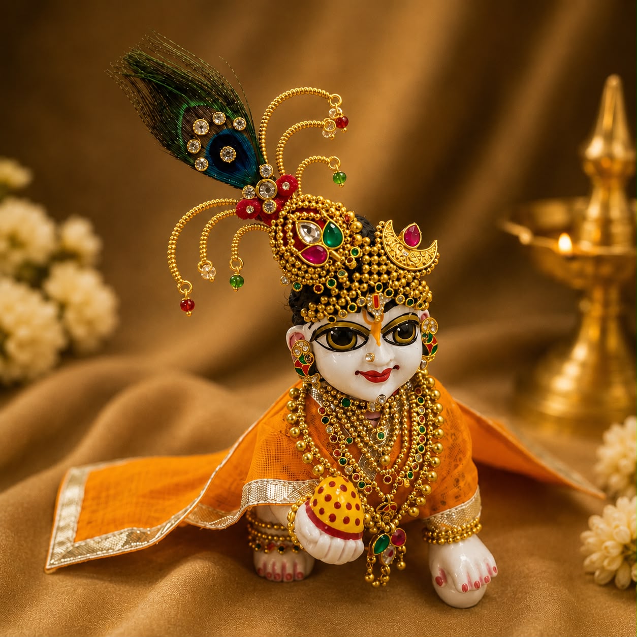 Jogan Meera Heavy Janmashtami Golden Shringar Set for Laddu Gopal Ji