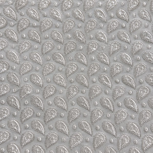 Jogan Meera Sharad Purnima Zari White Pichvai Velvet  – 1 x 1 Metre