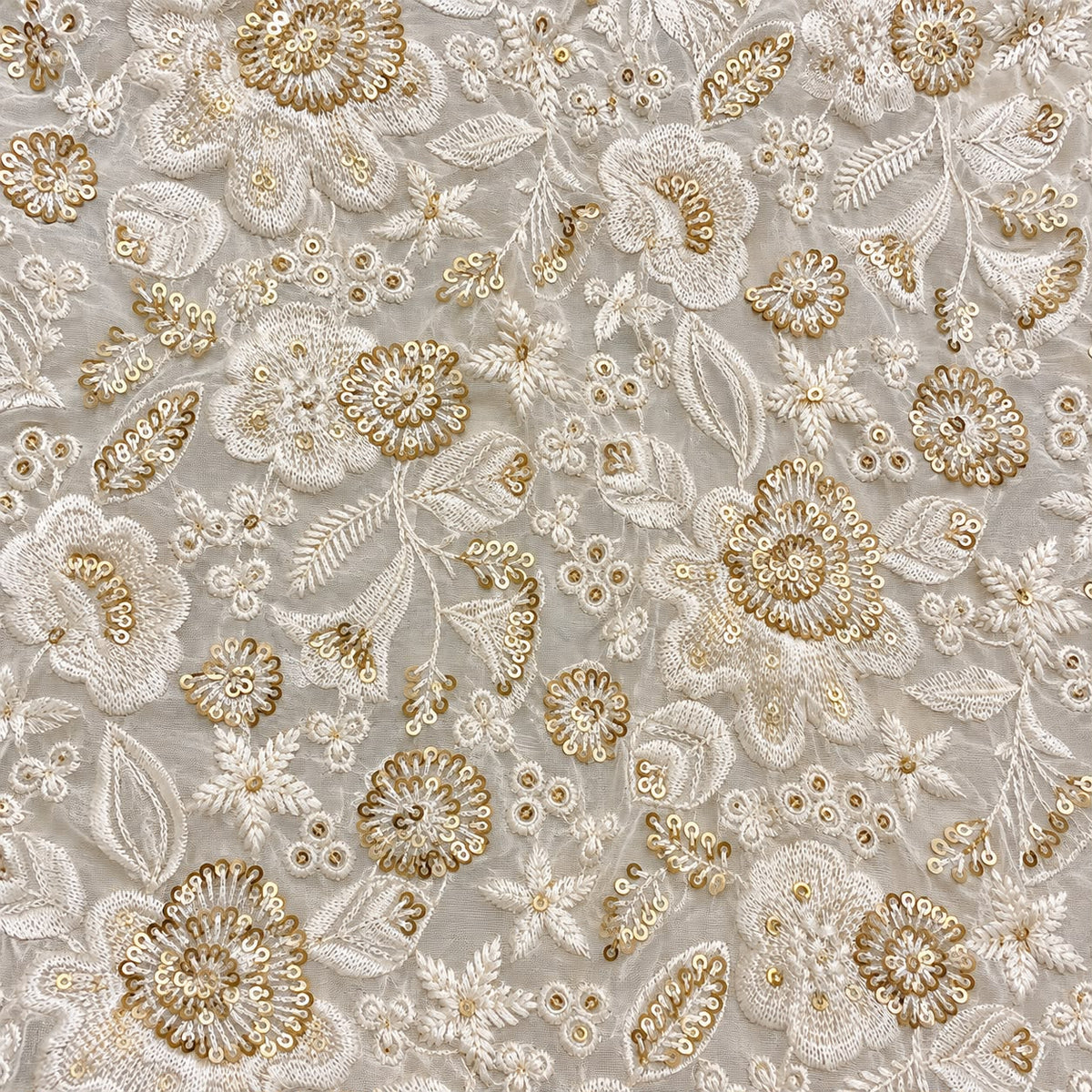 Jogan Meera Sharad Purnima Embroidery White Pichvai Velvet  – 1 x 1 Metre
