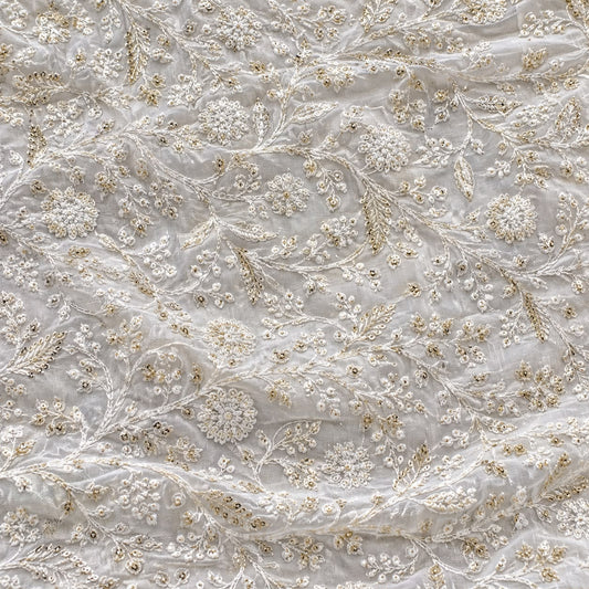 Jogan Meera Sharad Purnima New Embroidery White Pichvai Velvet  – 1 x 1 Metre