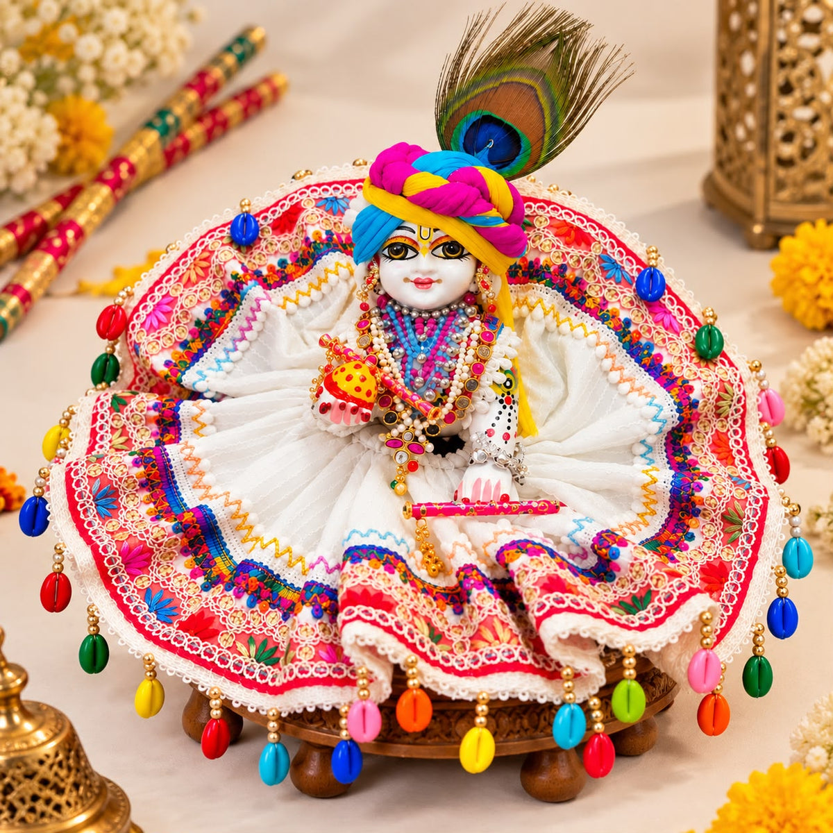 Jogan Meera Multi Garba Navratri Poshak for Laddu Gopal
