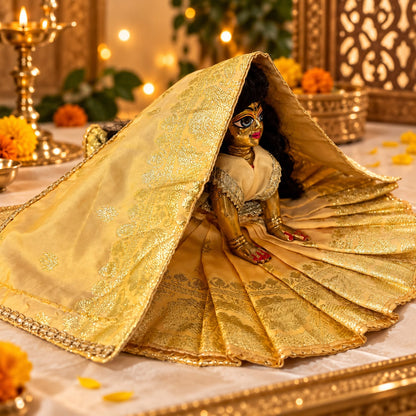 Jogan Meera Golden Heavy Diwali Banarasi Poshak for Radha Rani