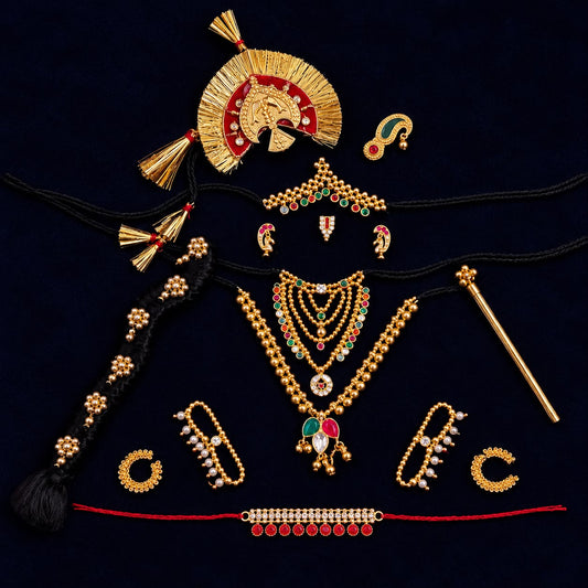Jogan Meera Heavy Diwali Golden Shringar Set for Laddu Gopal Ji