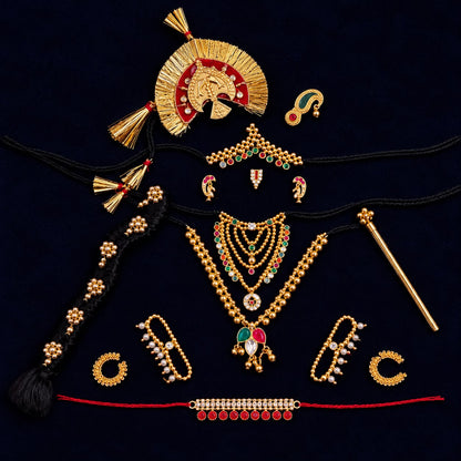 Jogan Meera Heavy Diwali Golden Shringar Set for Laddu Gopal Ji