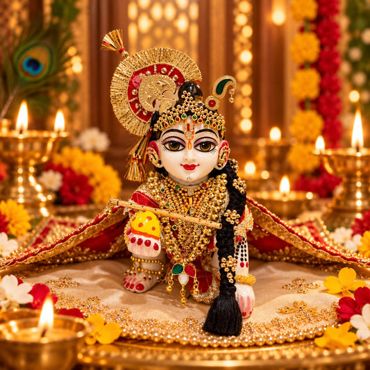 Jogan Meera Heavy Diwali Golden Shringar Set for Laddu Gopal Ji
