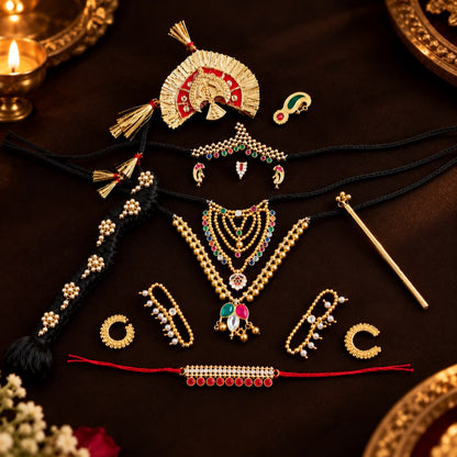Jogan Meera Heavy Diwali Golden Shringar Set for Laddu Gopal Ji