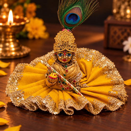 Jogan Meera Heavy Diwali Golden Shringar Set with Poshak for Laddu Gopal Ji