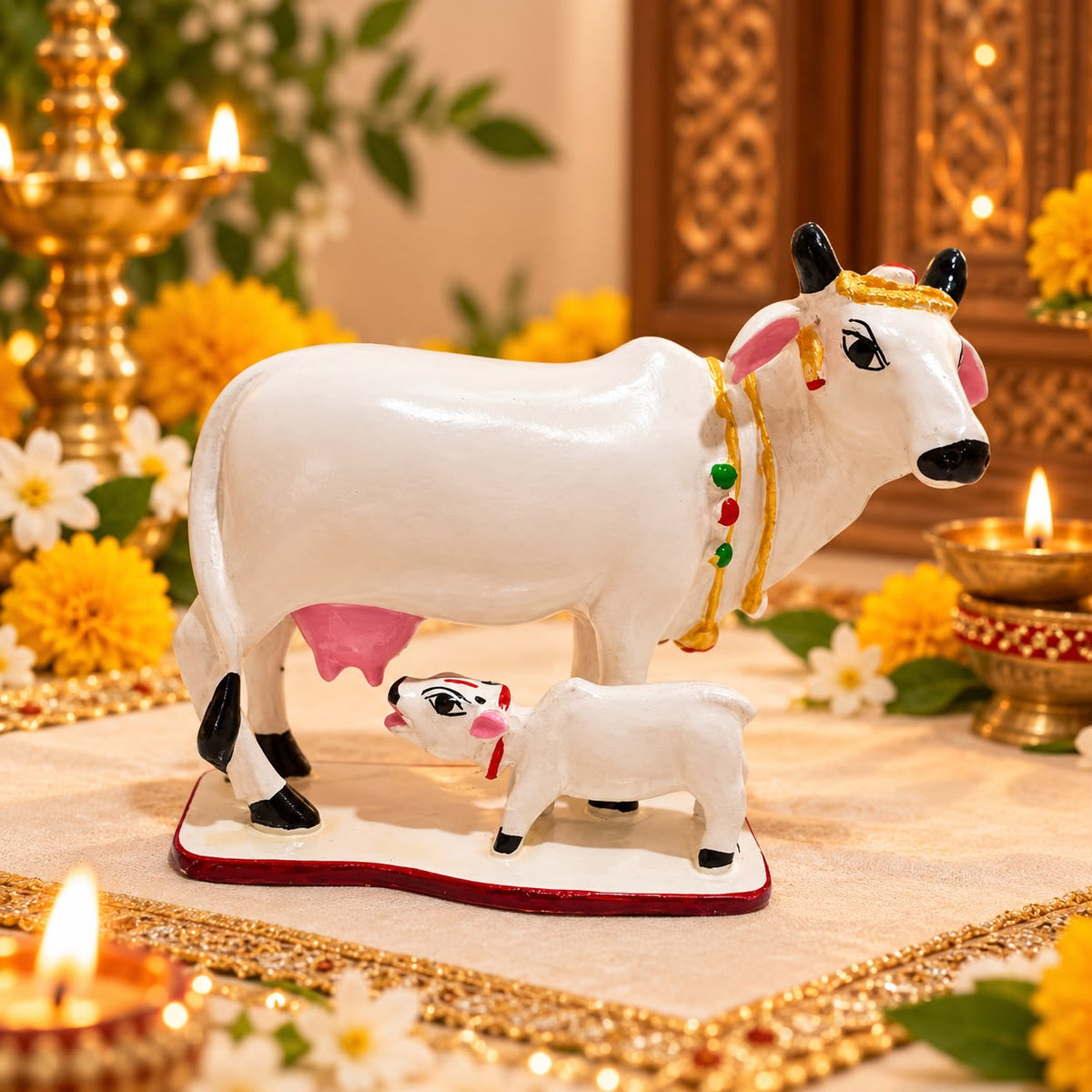 Jogan Meera White Cow for Laddu Gopal Ji 4inch