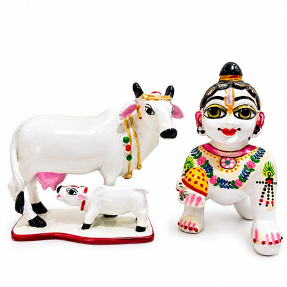 Jogan Meera White Cow for Laddu Gopal Ji 4inch