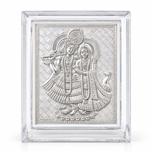 German Silver Radha Krishna Frame – Free Diwali Gift