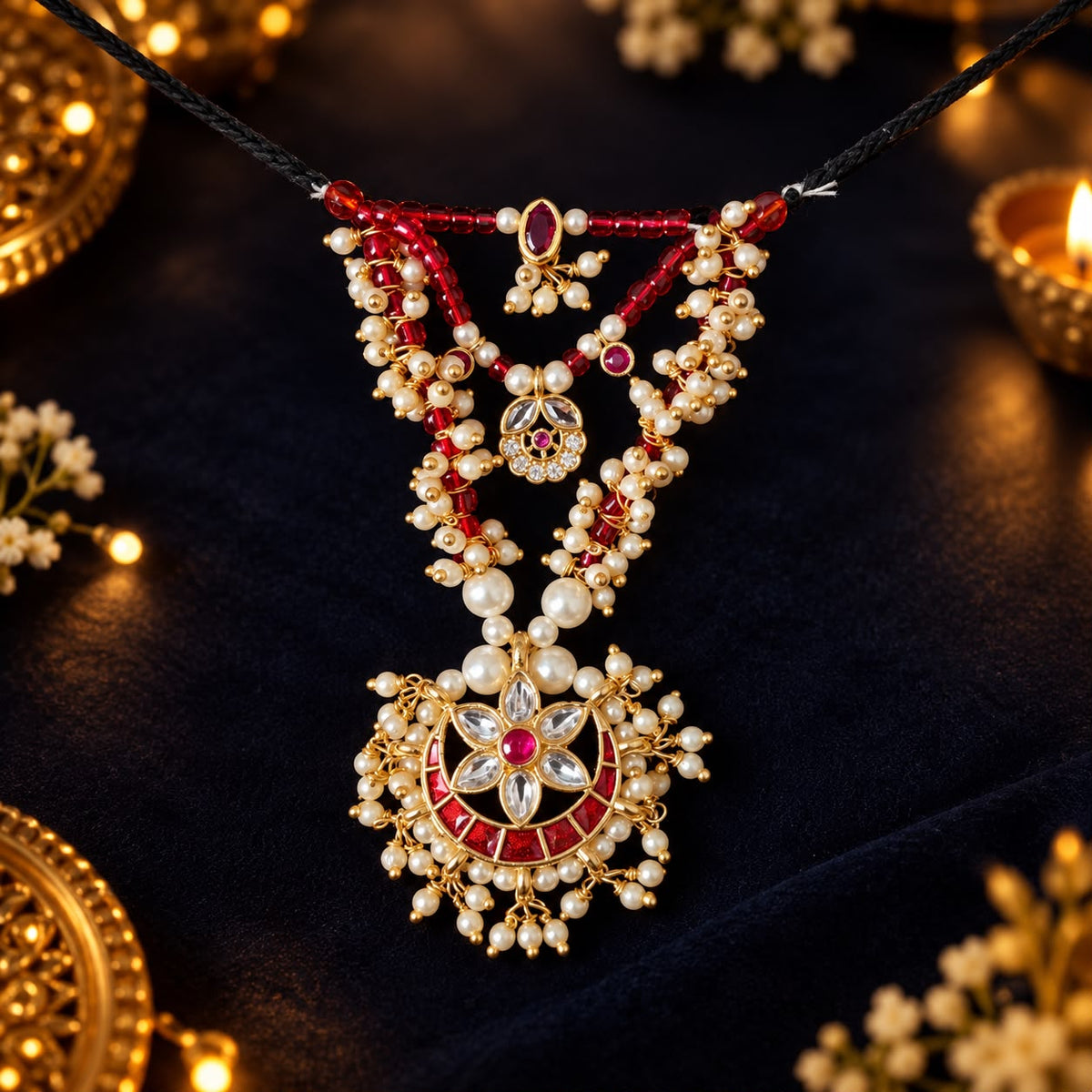 Jogan Meera Diwali Semi-Precious Heavy AD Mala