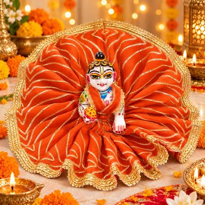 Jogan Meera Orange Heavy Diwali Gota Poshak for Laddu Gopal