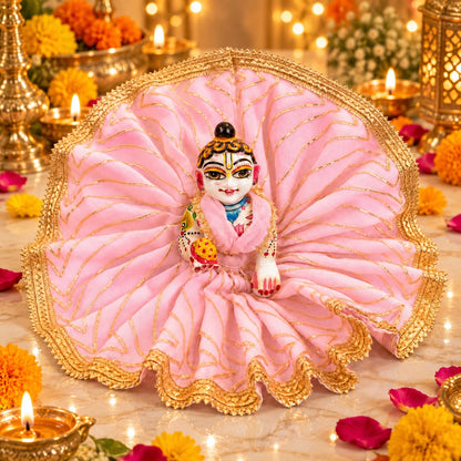 Jogan Meera Light Pink Heavy Diwali Gota Poshak for Laddu Gopal