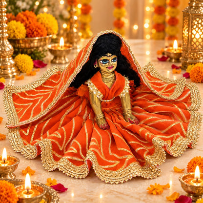 Jogan Meera Orange Heavy Diwali Gota Poshak for Radha Rani
