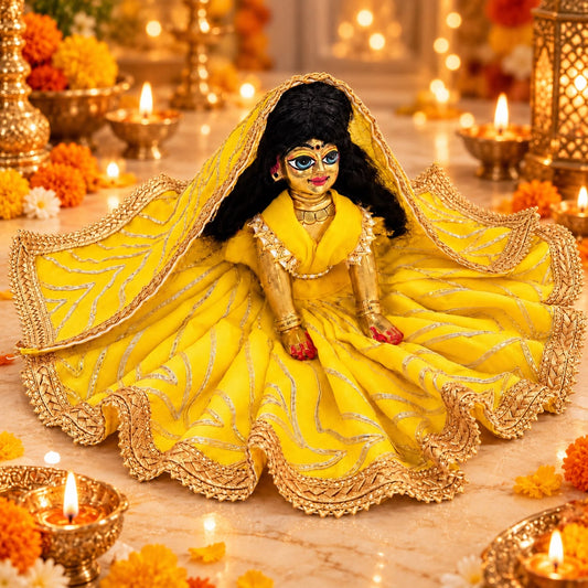 Jogan Meera Yellow Heavy Diwali Gota Poshak for Radha Rani