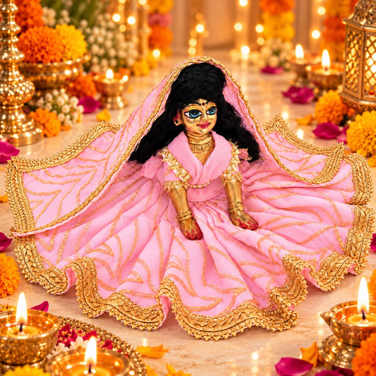 Jogan Meera Light Pink Heavy Diwali Gota Poshak for Radha Rani