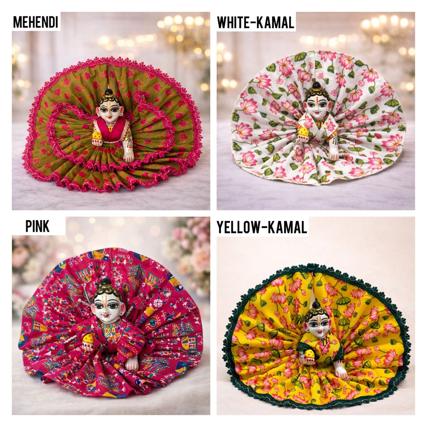 Pick Any Cotton Print Poshak for Laddu Gopal – 1, 3 or 5 Combo