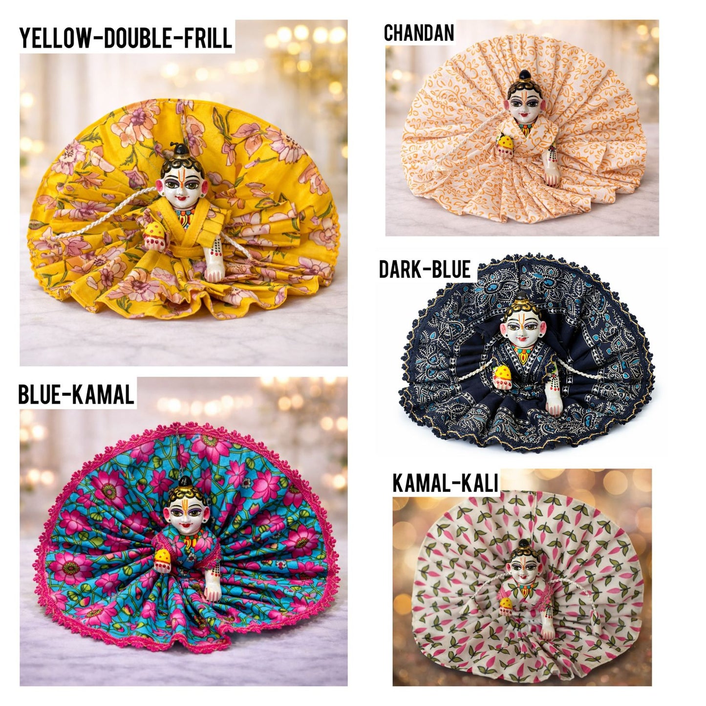 Pick Any Cotton Print Poshak for Laddu Gopal – 1, 3 or 5 Combo