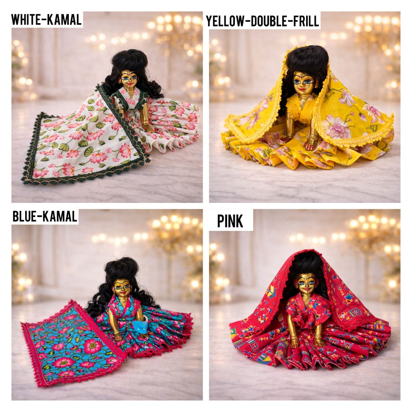 Pick Any Cotton Print Poshak for Radha Rani – 1, 3 or 5 Combo