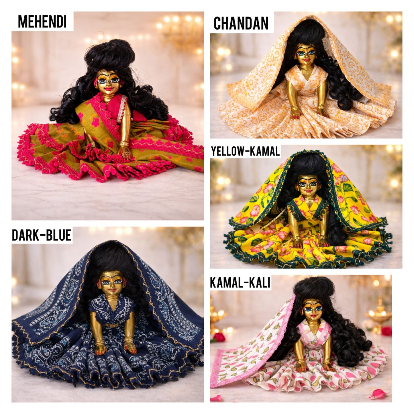 Pick Any Cotton Print Poshak for Radha Rani – 1, 3 or 5 Combo