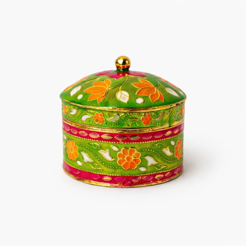 Green Meenakari Bantaji for Bhog Seva