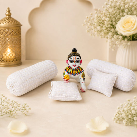 Jogan Meera White Mudde Set for Laddu Gopal Seva