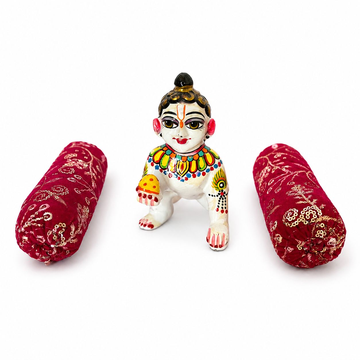 Jogan Meera Red Velvet Mudde Set for Laddu Gopal Seva
