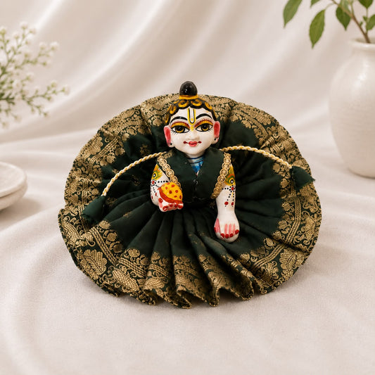 Jogan Meera Banarasi Dark Green Poshak for Laddu Gopal Ji