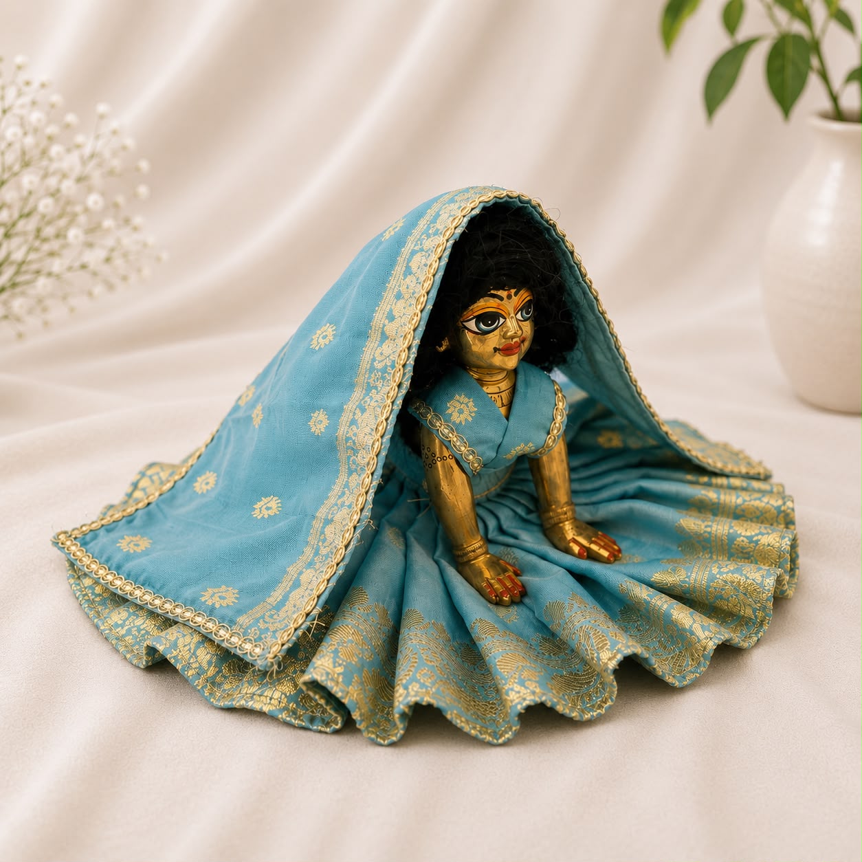 Jogan Meera Banarasi Light Blue Poshak for Radha Ju