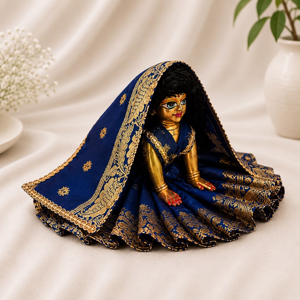 Jogan Meera Banarasi Dark Blue Poshak for Radha Ju