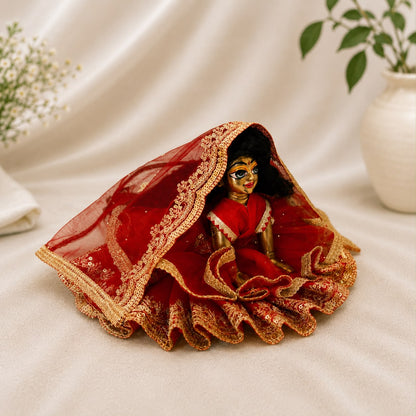 Jogan Meera Double Net Red Poshak for Radha Ju