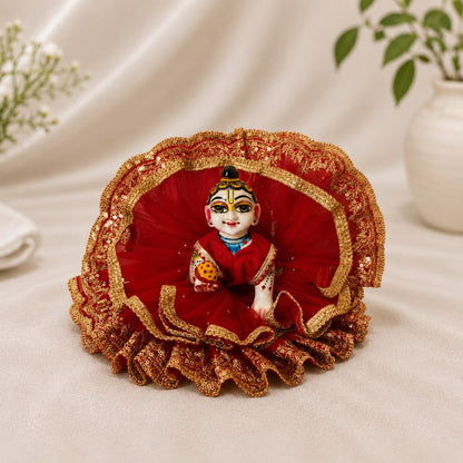 Jogan Meera Double Net Red Poshak for Laddu Gopal Ji