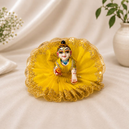 Jogan Meera Yellow Single Net Poshak for Laddu Gopal Ji