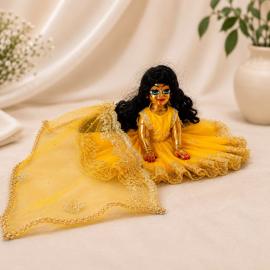 Jogan Meera Yellow Single Net Poshak for Radha Ju