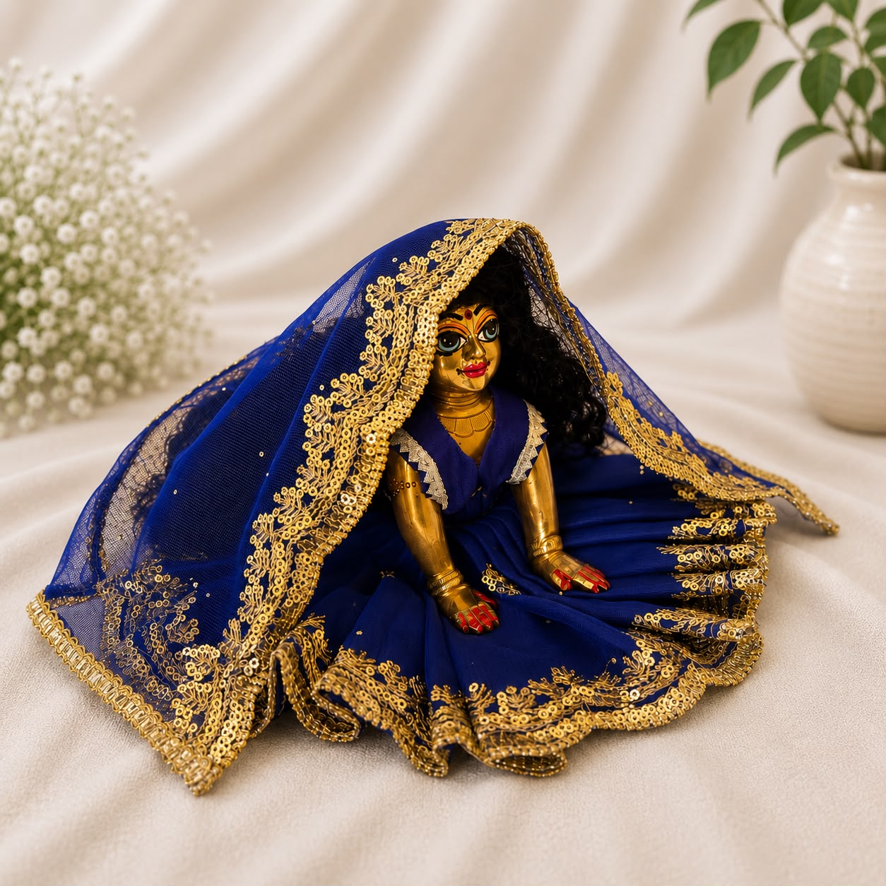 Jogan Meera Dark Blue Single Net Poshak for Radha Ju